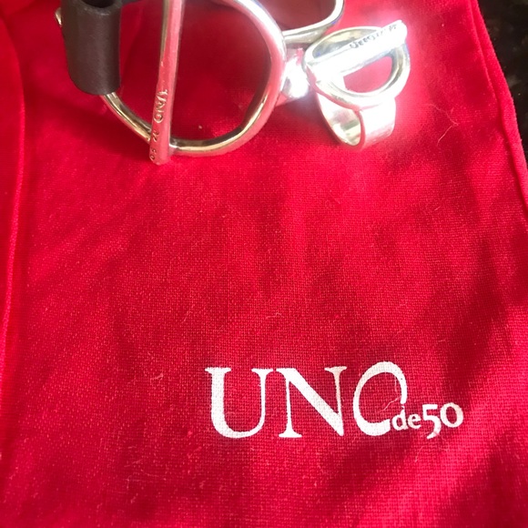 UNO de 50 Silver and Brown Leather Bracelet only.  Ring not included. - Picture 3 of 3
